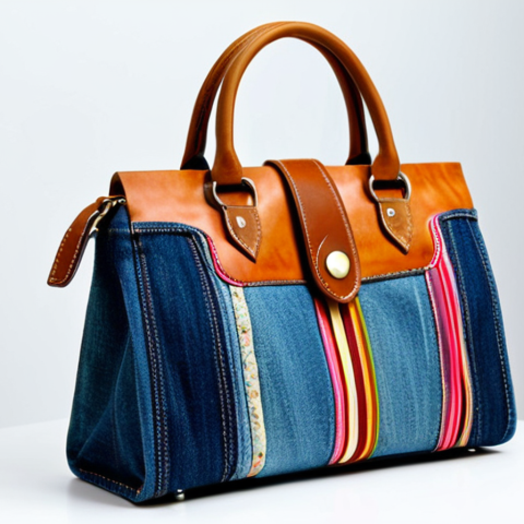 헌옷을 이용한 소품 만들기 - Upcycled Denim Handbag**
"Close-up shot of a stylish handbag crafted from repurposed denim, fully c...