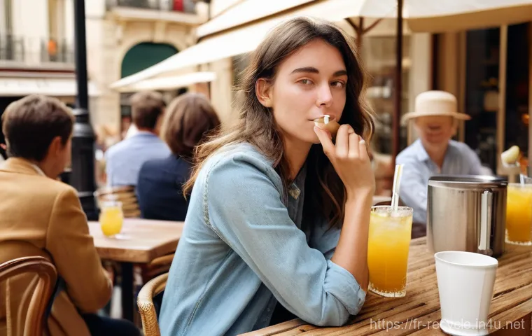친환경 빨대 종류 및 비교 - **Soggy Paper Straw Disappointment:** "A young woman in her early twenties, dressed in a chic, casua...